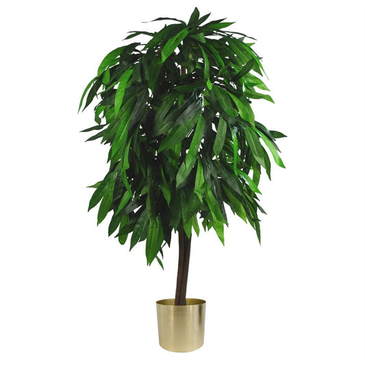 120cm Large Artificial Mango Tree Plant with Metal Planter