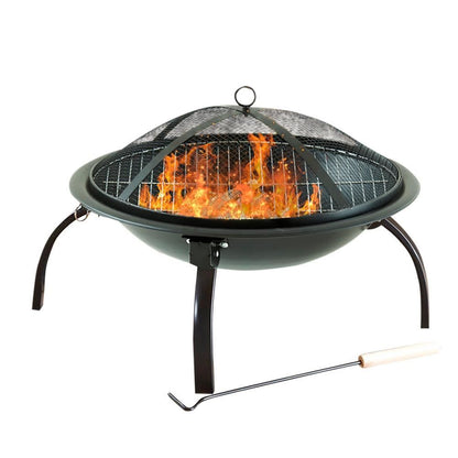 Black Garden Steel Fire Pit Outdoor Heater