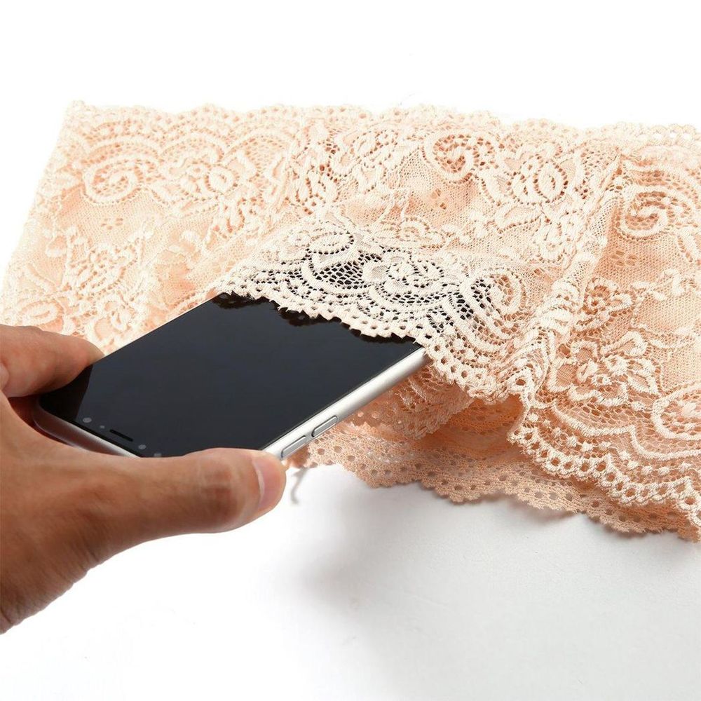 Women Lace Thigh Band with Anti-Slip Cellphone Pocket[XL - Nude]