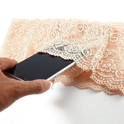 Women Lace Thigh Band with Anti-Slip Cellphone Pocket[XL - Nude]