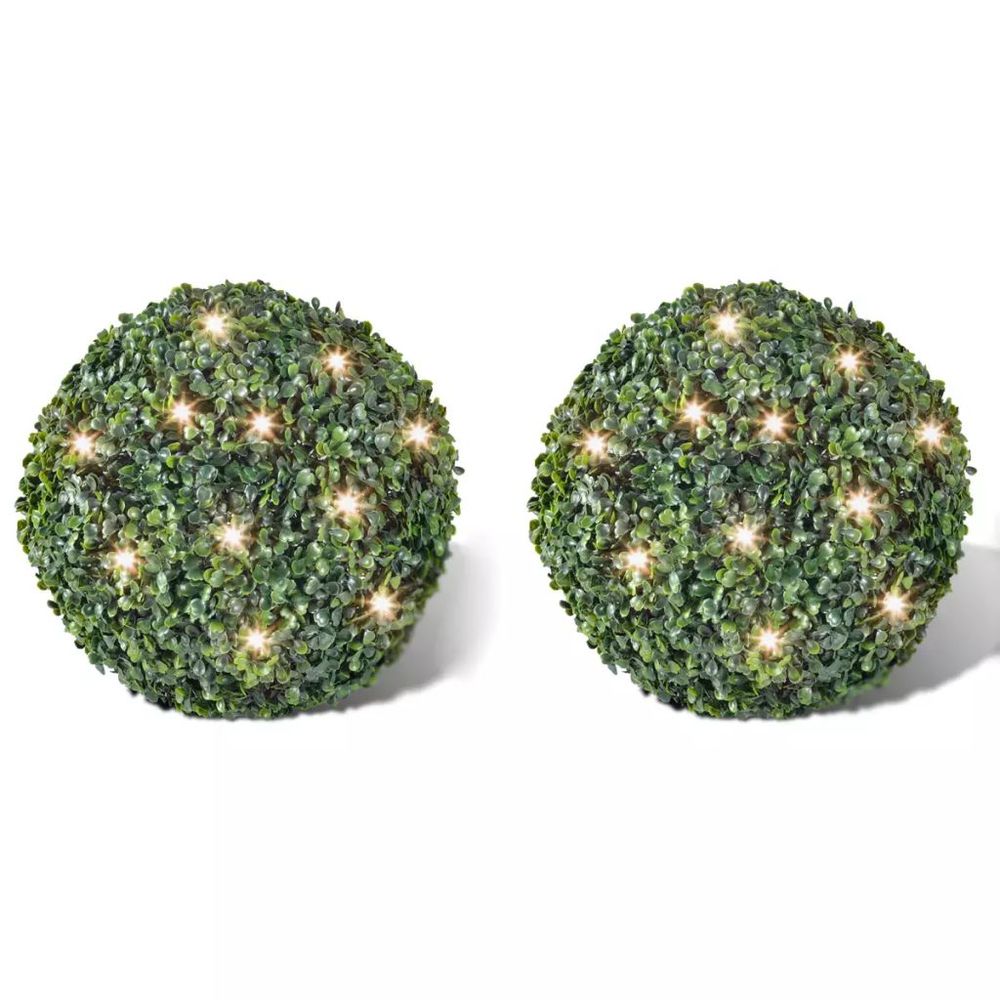 Artificial Leaf Topiary Ball 27 cm Solar LED String 2 pcs