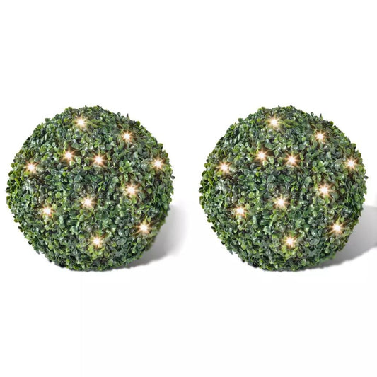 Artificial Leaf Topiary Ball 27 cm Solar LED String 2 pcs