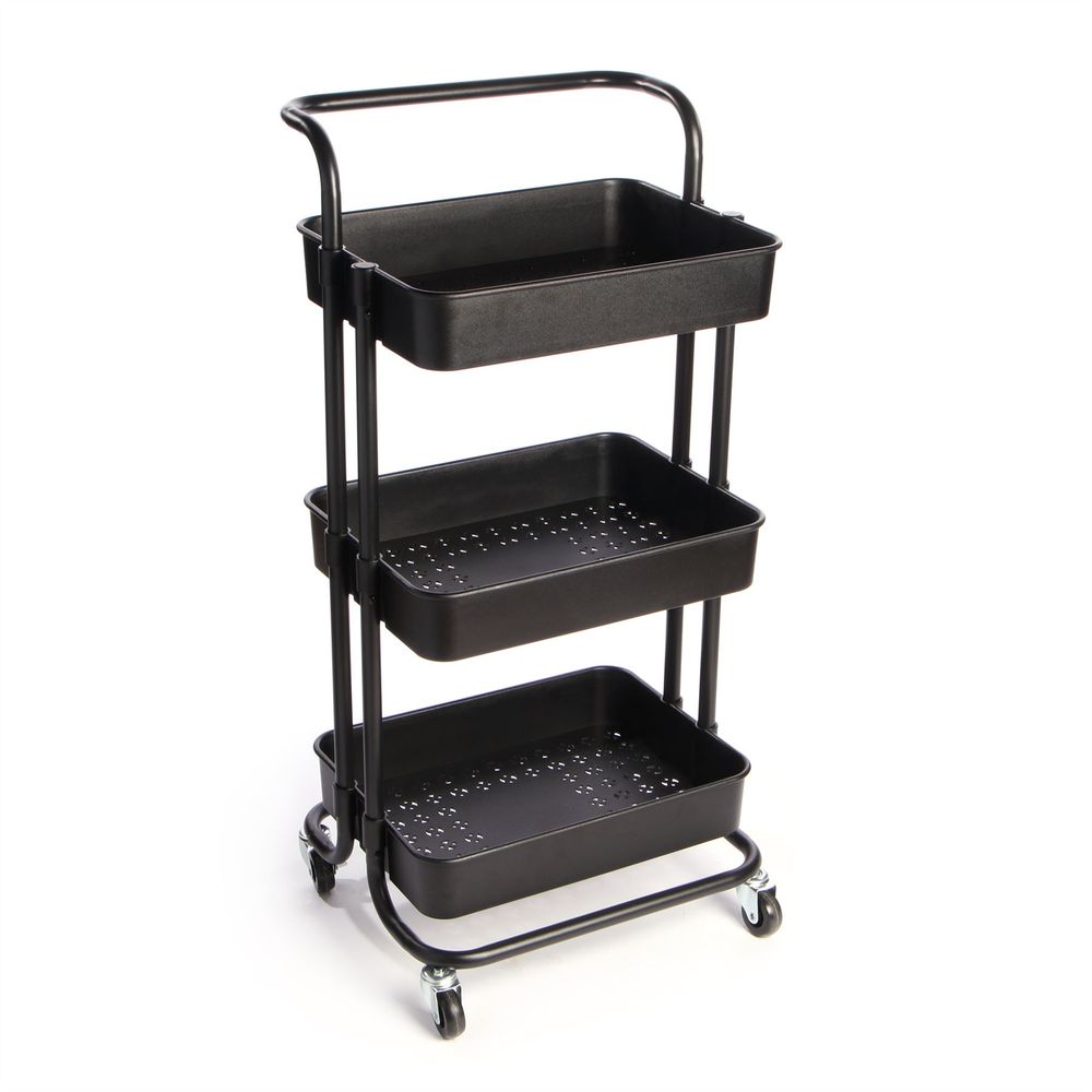 3 Tier Storage Trolley Black | M&W