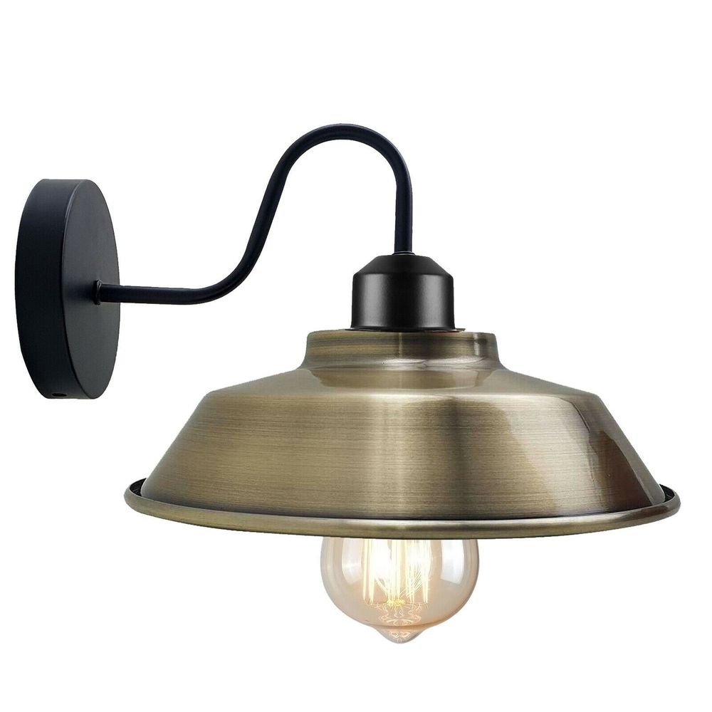 Retro Industrial Wall Lights Fittings E27 Indoor Sconce Metal Bowl Shape Shade For Basement, Bedroom, Home Office