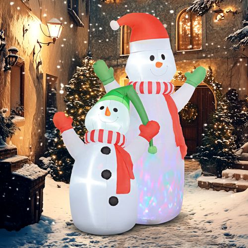 Outsunny 8FT Christmas Inflatable Snowman with Rotating Colorful LED Light