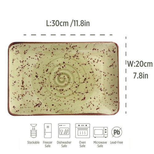 Porcelain Serving Plate&Platter Pebble Pistachio 30cm