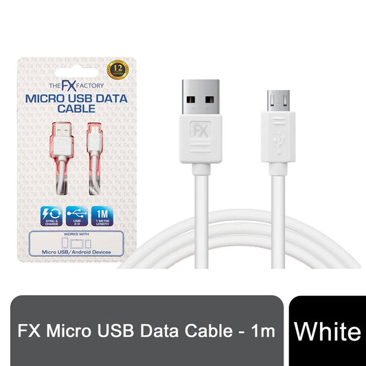 FX Powabud USB Data Cable For Micro USB Devices - White