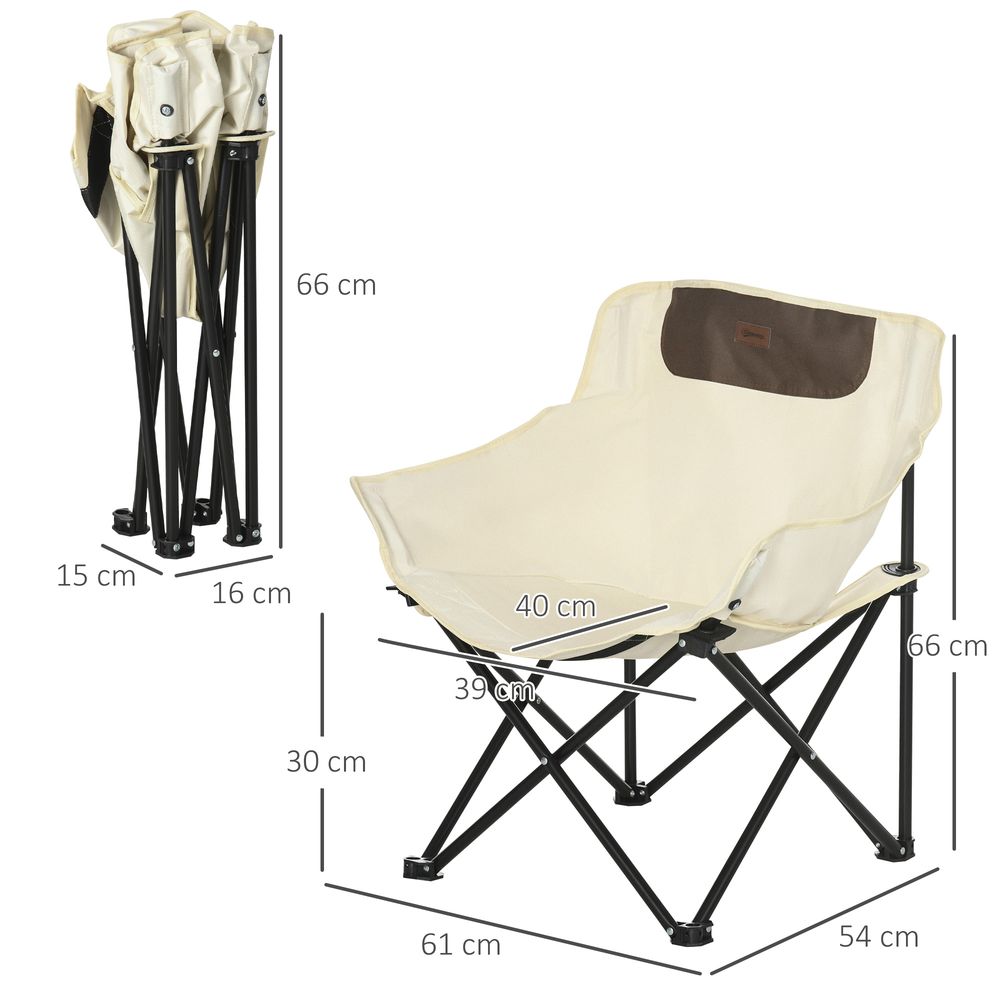 Outsunny Folding Camping Chair with Carrying Bag and Storage Pocket, White