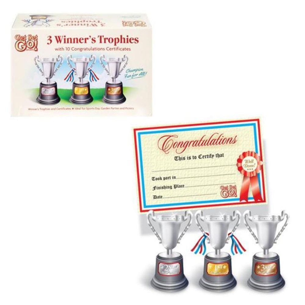 Aquarius Trophies & Certificate Set for Sport Day, Garden Parties & Picnic