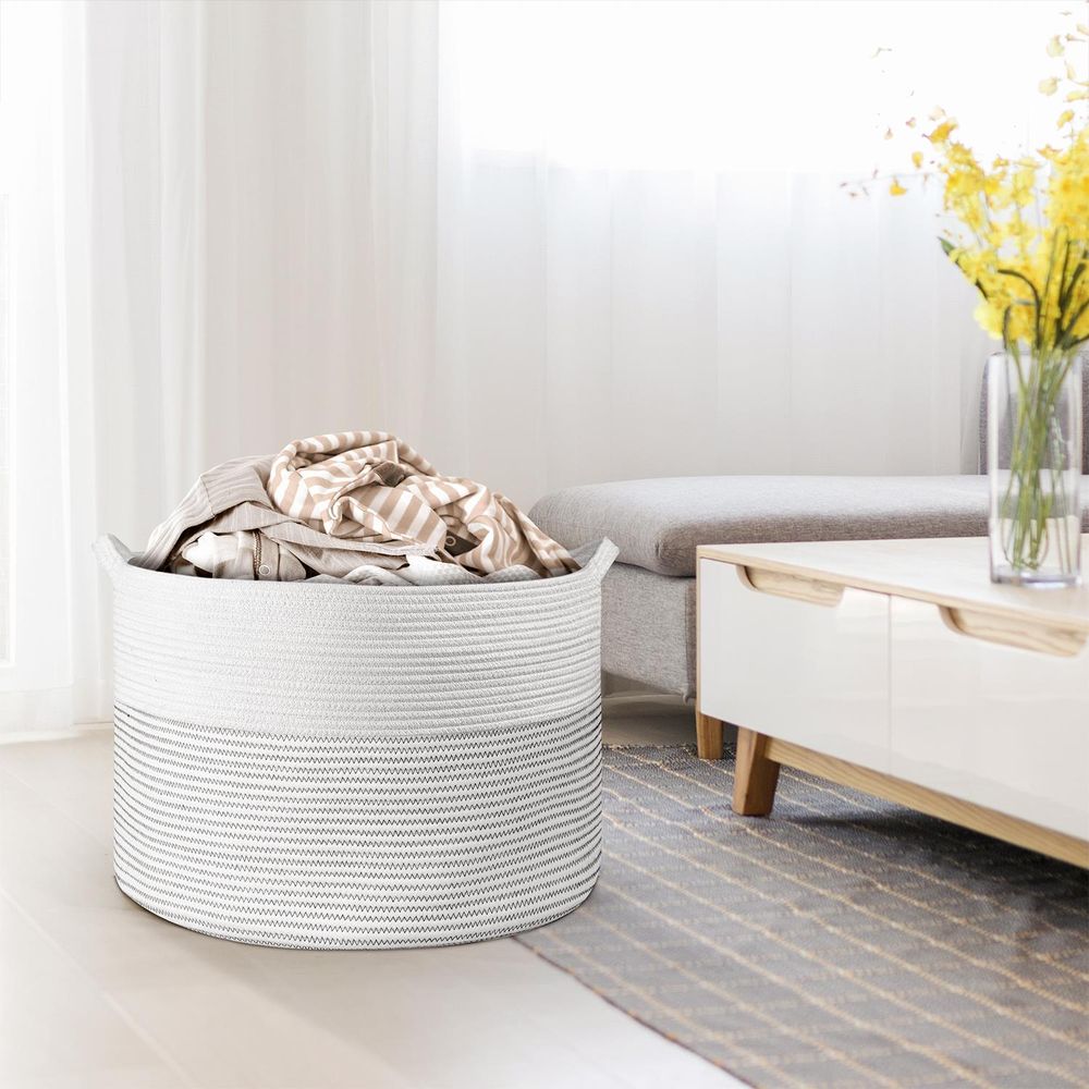 LAUNDRY BASKET WHITE & L GREY 1010285