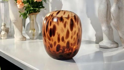 Leopard Print Glass Vase 26cm