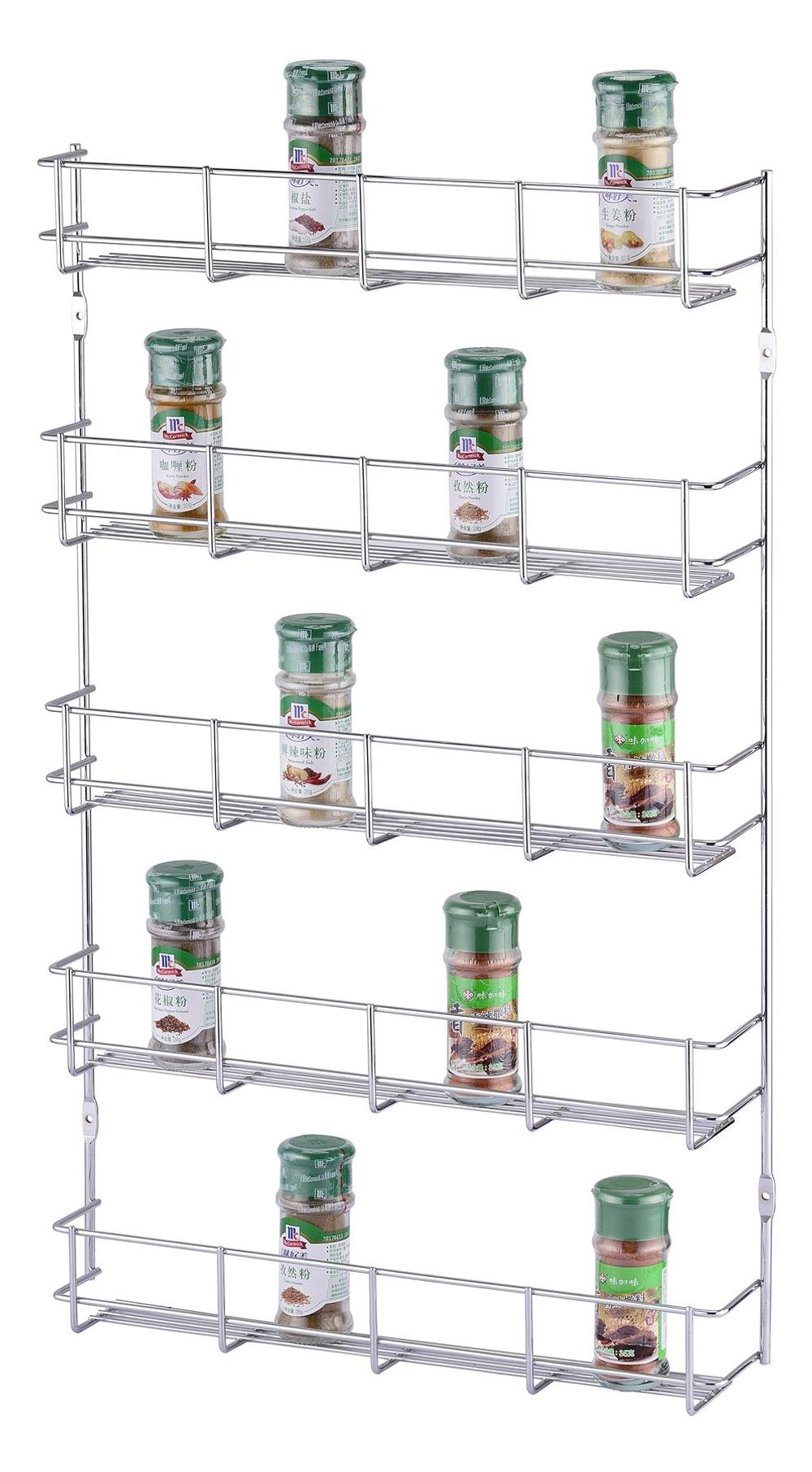 5 Tier Spice Herb Jar Rack Holder Kitchen Door Cupboard Wall Storage