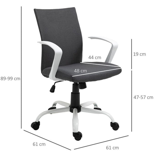 Office Chair Linen Swivel Computer Desk Chair Home Study Task Chair, Dark Grey