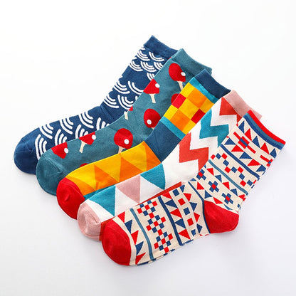 1 Pair Unisex Cotton Happy Sock Men Women British Style Casual Harajuku Pattern Brand Fashion Novelty Art For Couple Funny Socks