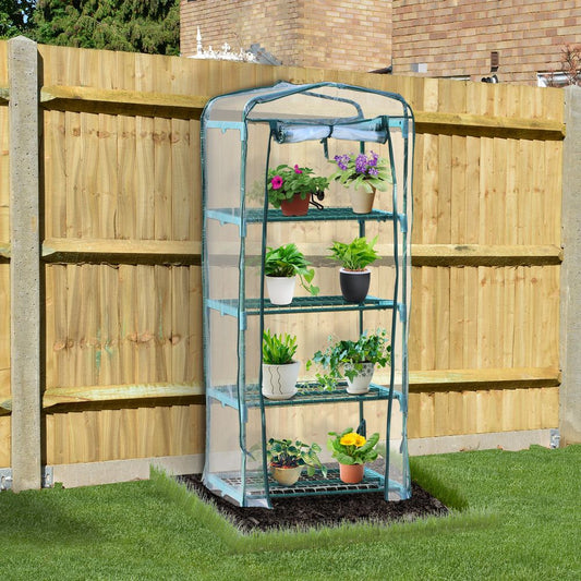 4 Tiers Mini Portable Greenhouse Plant Grow Shed Metal Frame