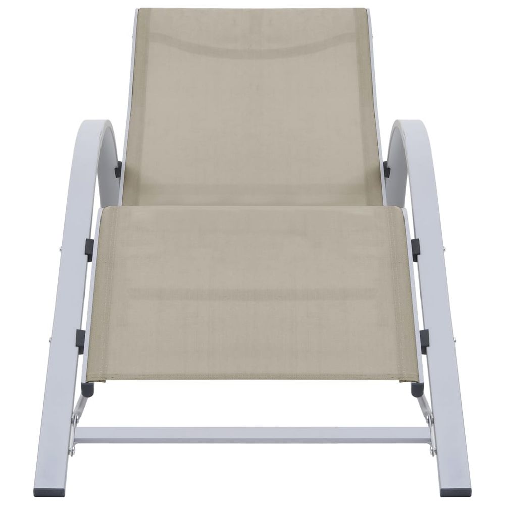 Sun Loungers 2 pcs with Table Aluminium Cream