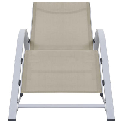 Sun Loungers 2 pcs with Table Aluminium Cream