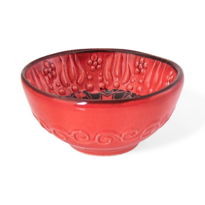 Handmade Ceramic Bowl Multicolour Red 8cm