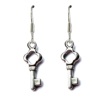 Key Drop Earrings Silver Plated