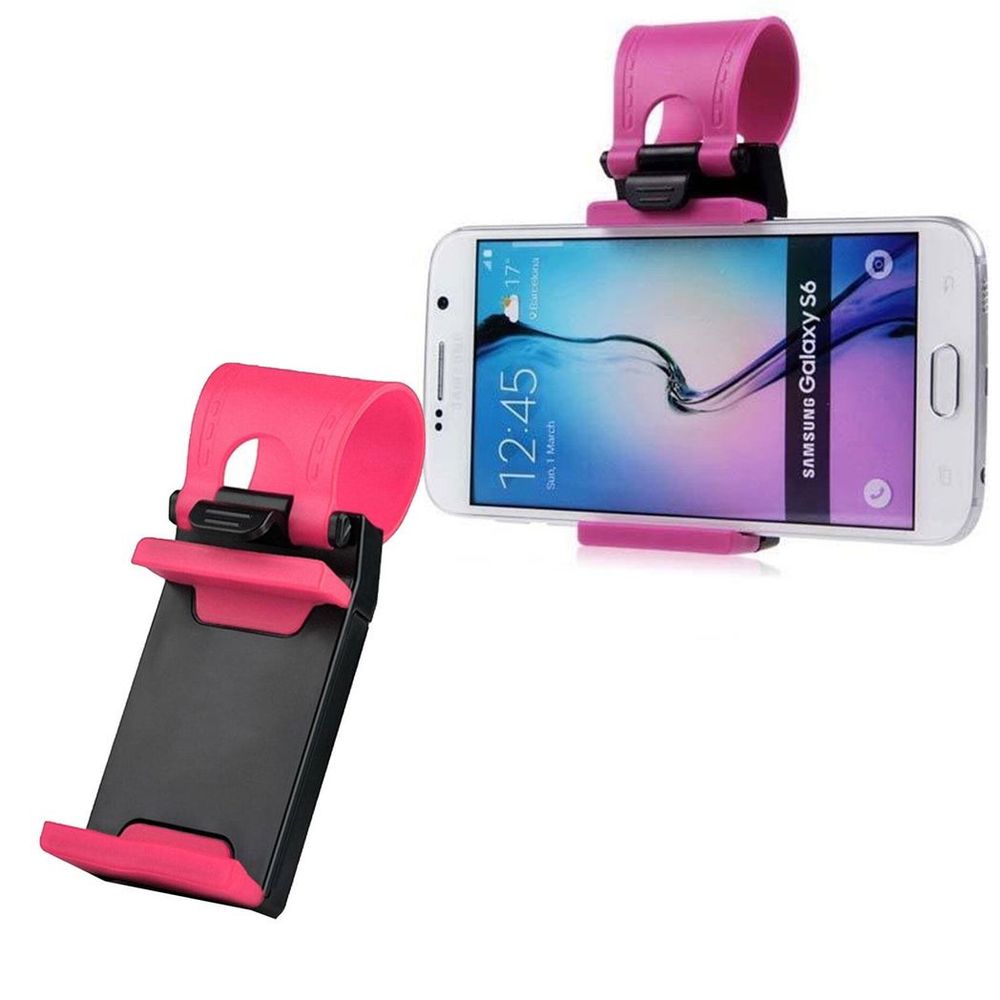 Car Steering Wheel Mobile Phone Holder for All Mobiles Pink