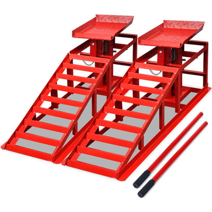 Car Repair Ramps 2 pcs Red Steel