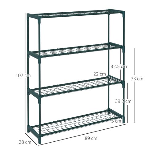 Outsunny Plant Stand, 4-Tier Planter Holder Flower Display Rack, Dark Green