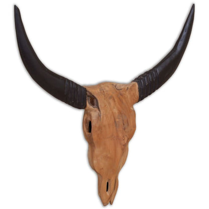 Wall-Mounted Bull Skull Sculpture Teak 69x6x60 cm