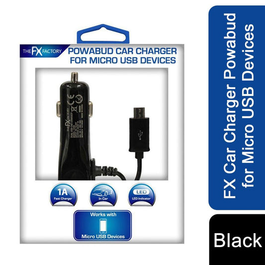 FX Car Charger Powabud for Micro USB Devices Simply Plug In The USB Power Cable