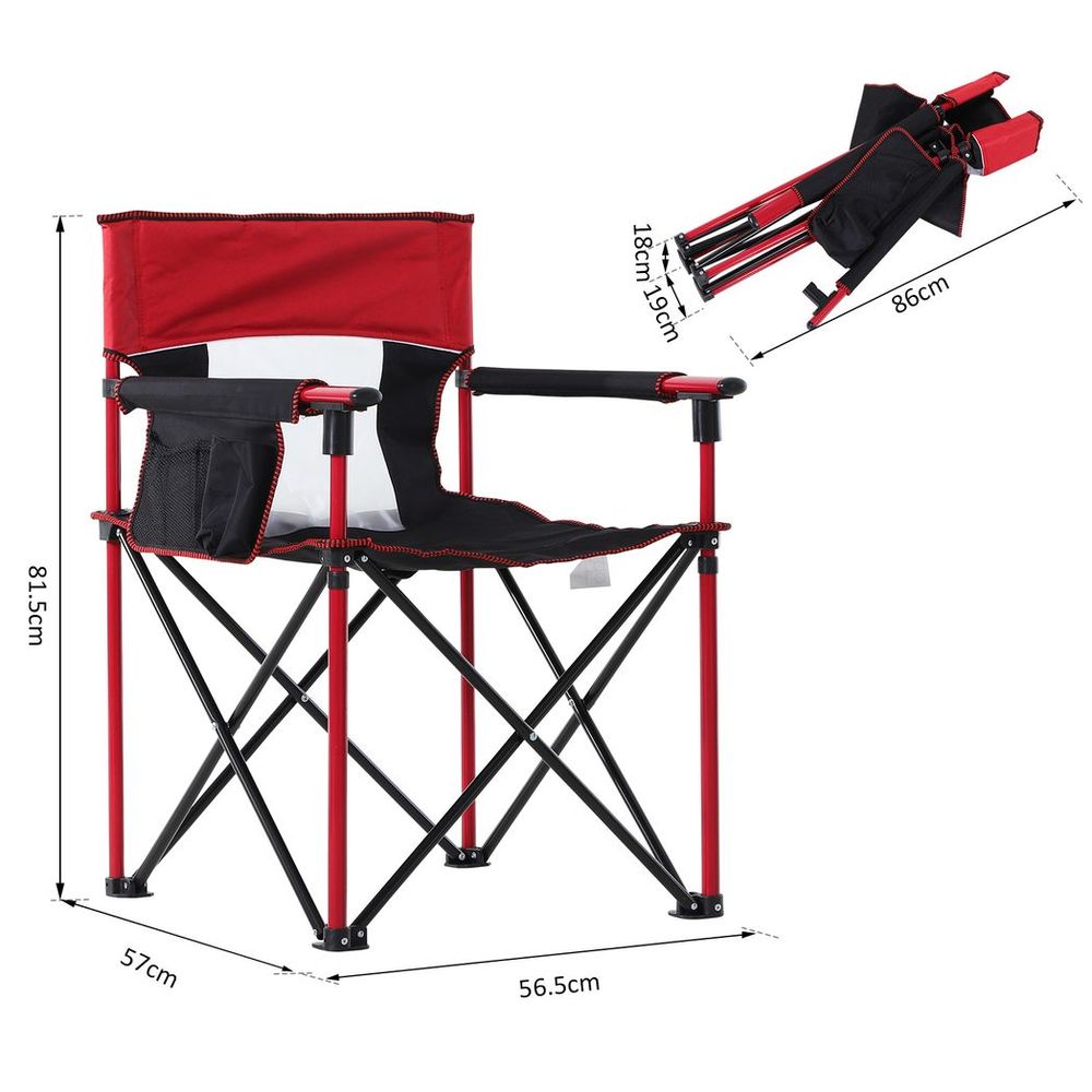 Outdoor Folding Fishing Camping Chair w/Cup Holder,Pocket,Backrest Red