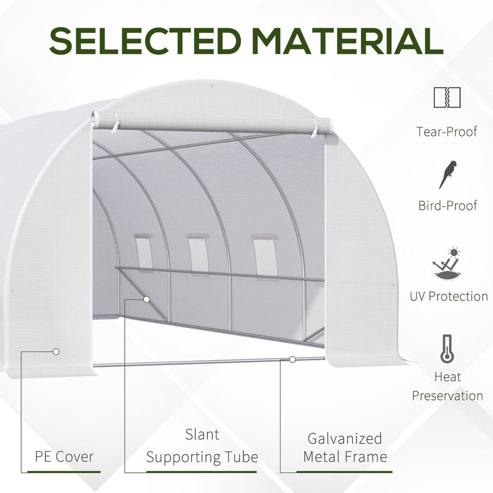 Outsunny 6 x 3 x 2 m Polytunnel Greenhouse w/ Zippered Door and 8 Windows