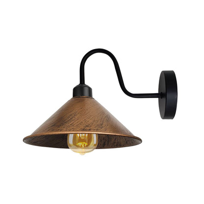 Brushed Copper Wall Light Fixture,Black Wall Sconce E27 Base Socket Screw Wall Mounted Swan Neck Cone Shape Shade