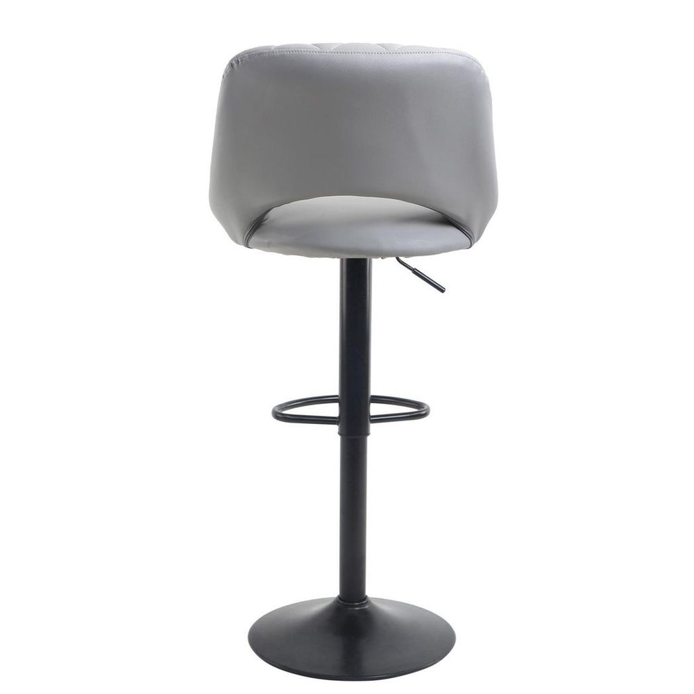 Neo Set Of Two Grey Leg Faux Leather Barstool with Matt Black Leg