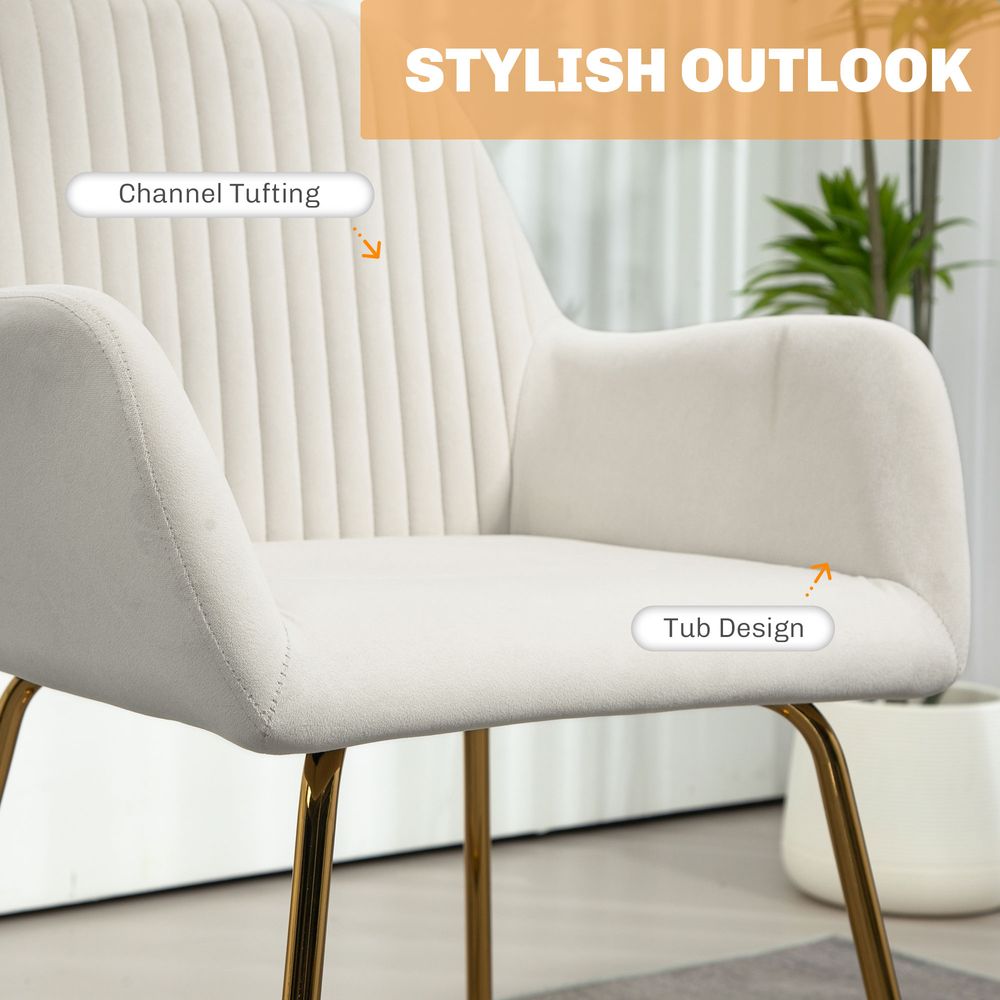 HOMCOM Modern Accent Chair Velvet-Touch Upholstered Armchair