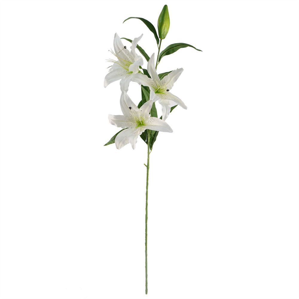 Pack of 6 x 100cm Large White Lily Stem - 18 Flowers