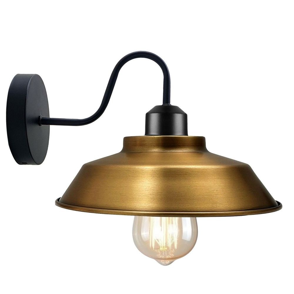 Retro Industrial Wall Lights Fittings E27 Indoor Sconce Metal Bowl Shape Shade For Basement, Bedroom, Home Office