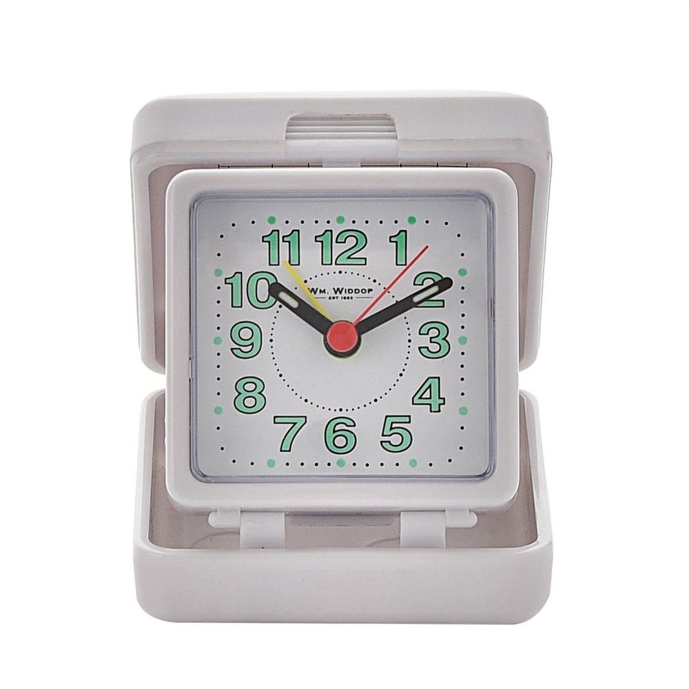 Widdop Folding Case Quartz Travel Alarm Clock White 5165W