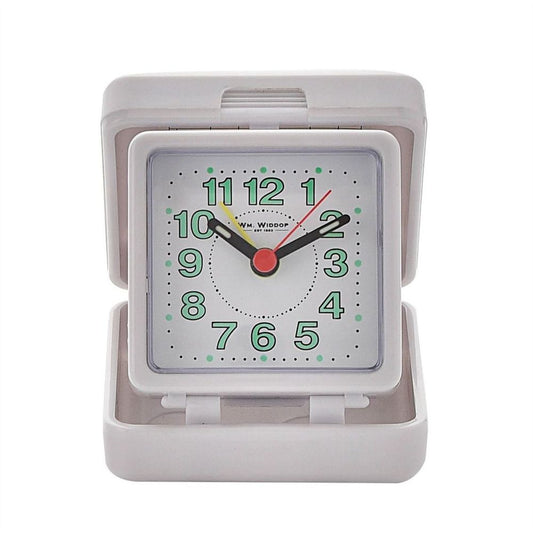 Widdop Folding Case Quartz Travel Alarm Clock White 5165W