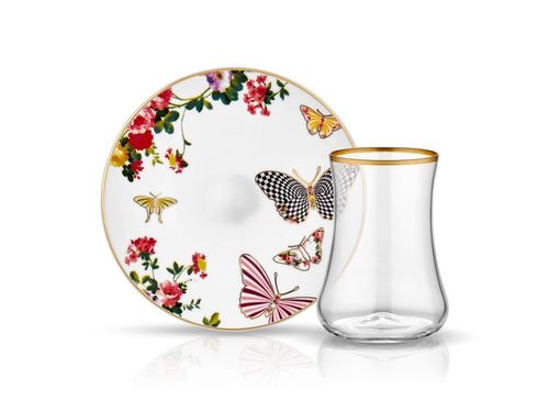 Dervish Mariposa Tea Glass and Saucer