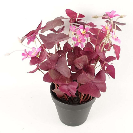 30cm Artificial Plant Realistic Purple Shamrock Pink Flowers Potted