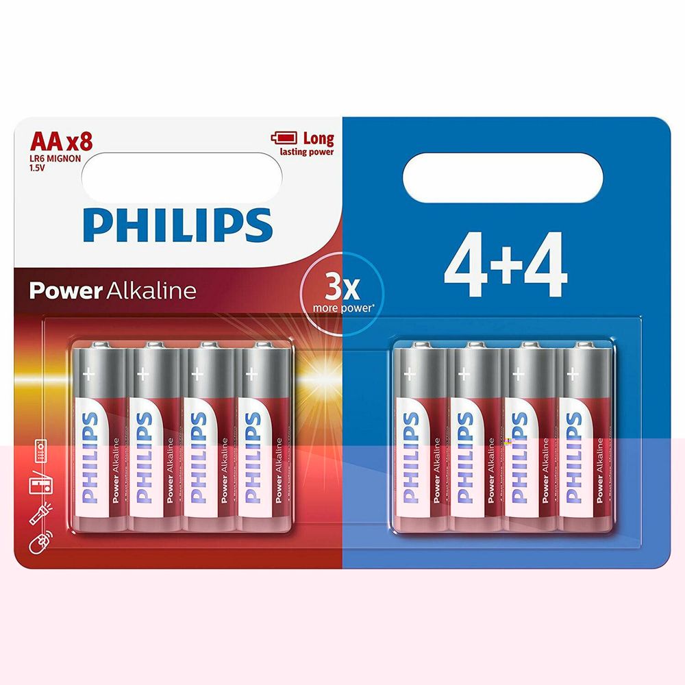 Phillips Power Alkaline Long Lasting Power Batteries, AAx8