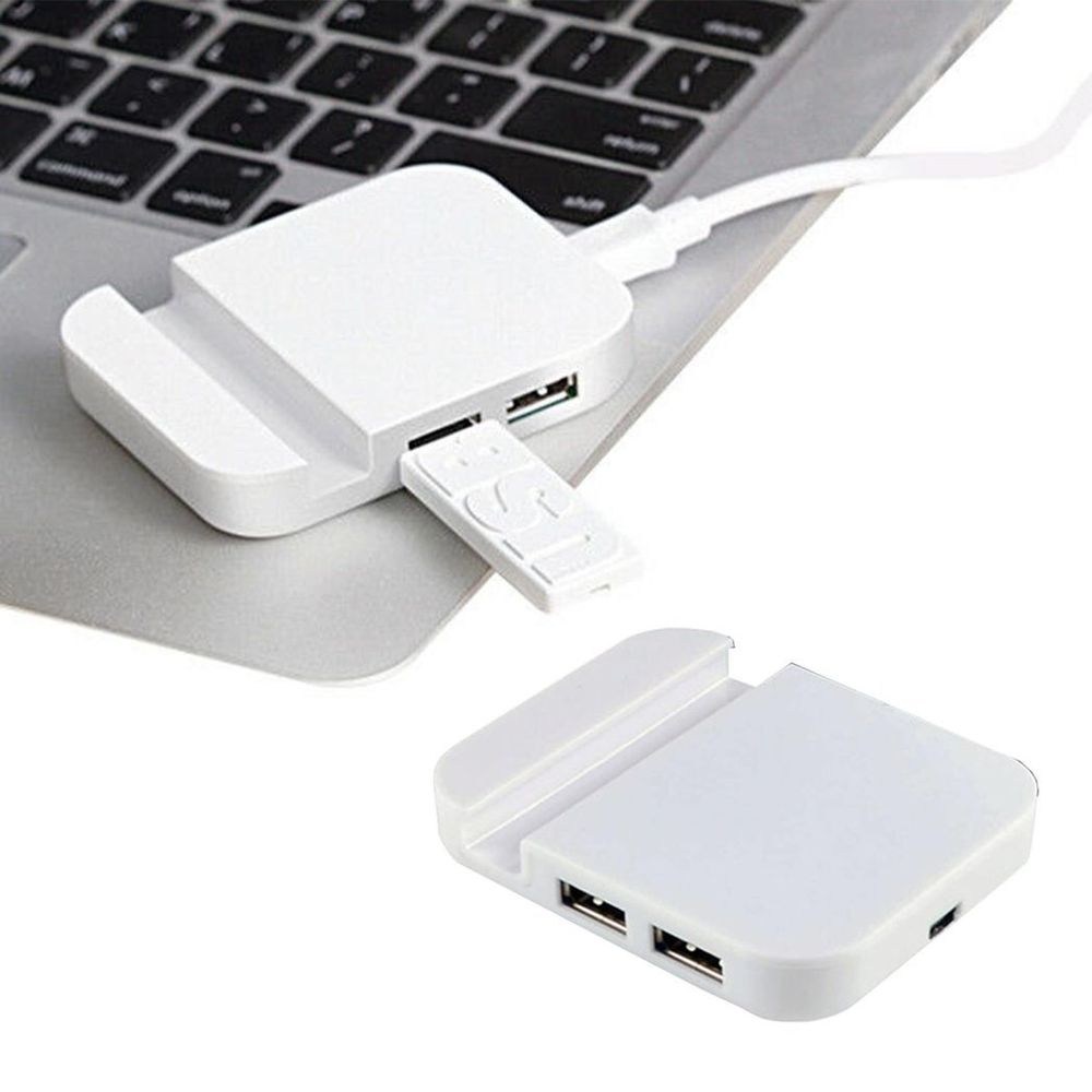 Universal Mobile Stand 4 Port USB Hub Holder Mount, White