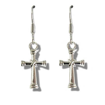 Cross Drop Earrings Silver Plated