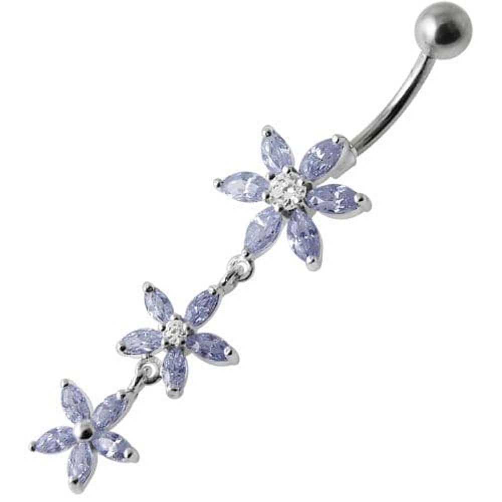 Fancy  Multi Star Dangling SS Bar Navel Ring