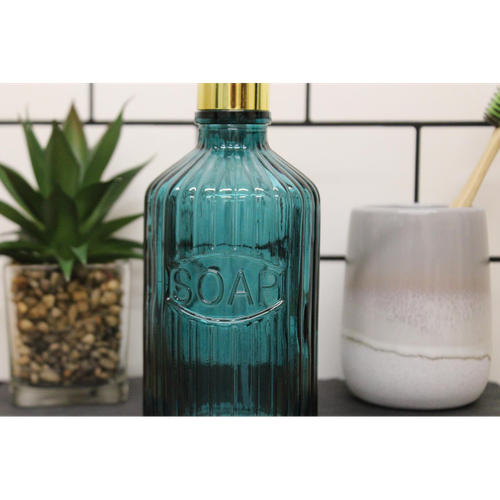 Blue Glass Soap Dispenser