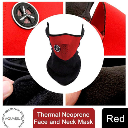 Aquarius Thermal Neoprene Face & Neck Mask Warm & Breathable Biker Mask, Red