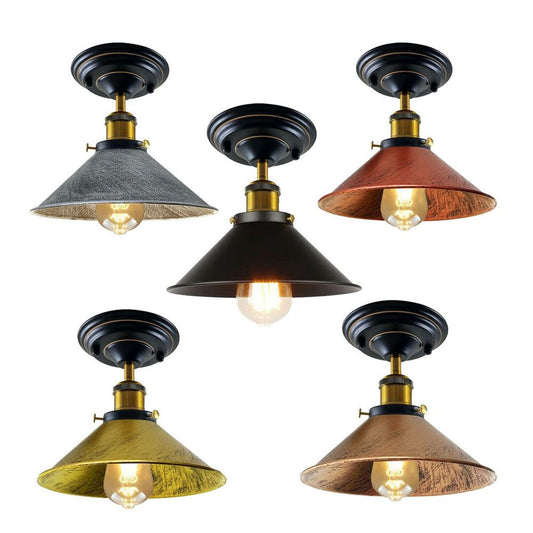 Retro Industrial Ceiling Light Fitting Metal Cone Shape Shade Indoor Lighting