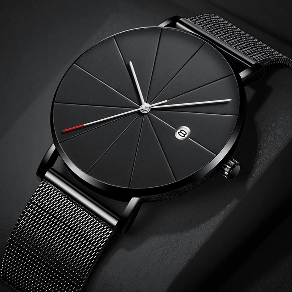 Watches for Men Luxury Fashion Mens Business Watch Ultra Thin Thin Stainless Steel Mesh Belt Quartz Wrist Watch reloj hombre