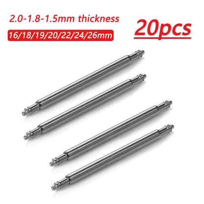 20pcs Watch Band Spring Pins 22mm 20mm 18mm 16mm 19mm 24mm 26mm Metal Spring Bars Strap Link Pins Repair Tool 1.5mm 1.8mm 2.0mm