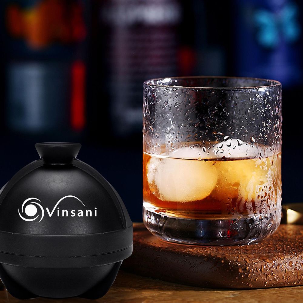 Vinsani 2 pack Ice Cube Ball Moulds Reusable Sphere Shaped Ice Ball Maker