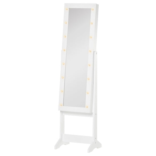 LED Mirrored Jewellery Cabinet, 36Lx30Wx136H cm-White